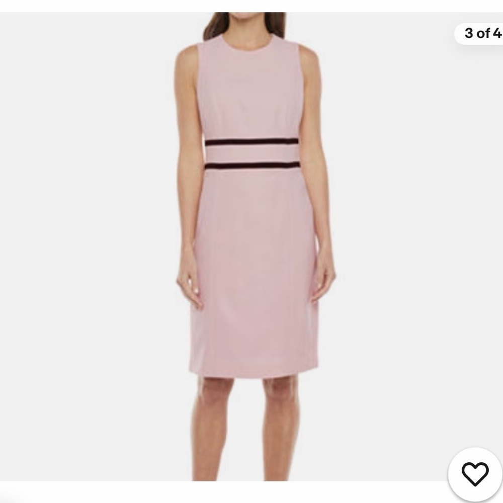 Sleeveless Pink Sheath Dress with Contrast Waistband